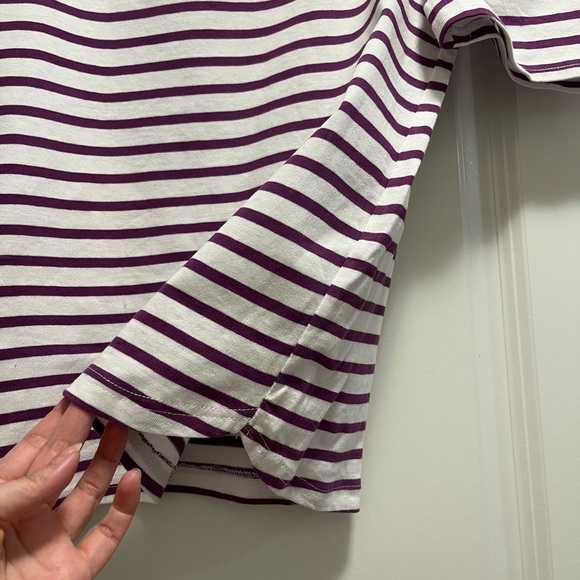 Purple and White Striped T-Shirt with White Collar - Picture 4 of 7